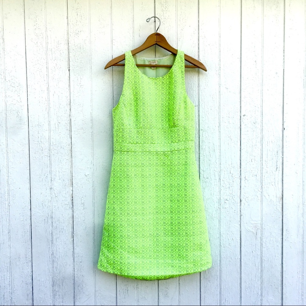 J. Crew Neon Green Tweed Dress